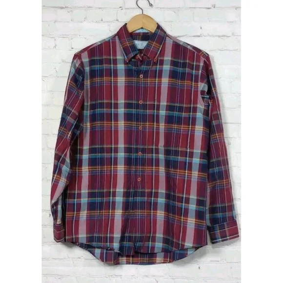 Vintage Levi's Colorgraphs Shirt Men's Medium Red Plaid LS Button Up Collared - Picture 1 of 8